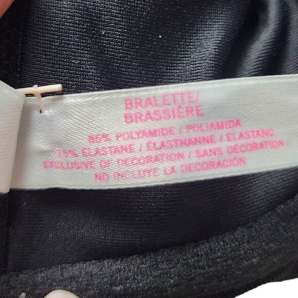 NEW PINK Victoria's Secret Bralette Black Logo Strappy Back Women's Medium - Picture 8 of 12